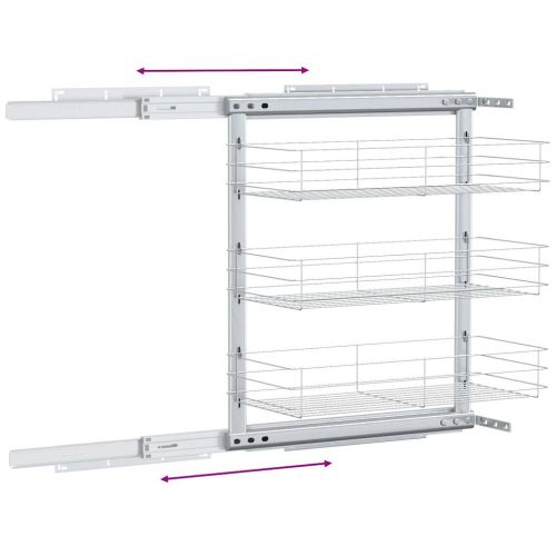 Издърпваща се кошница за кухня 3 нива сребриста 47x25x56 см