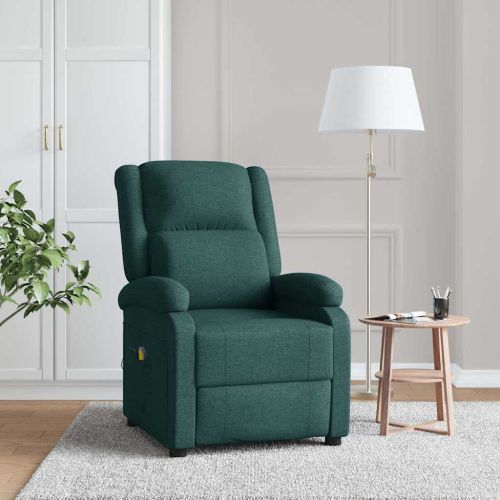 Wingback масажен стол, тъмнозелен, текстил