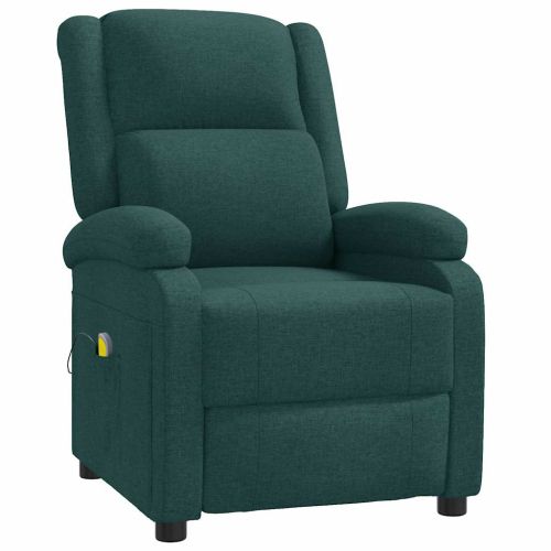 Wingback масажен стол, тъмнозелен, текстил