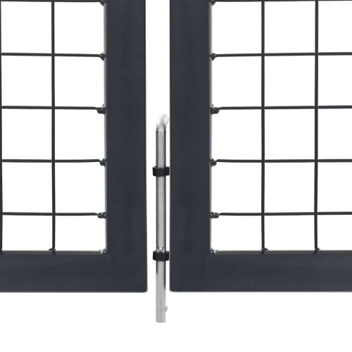 Градинска порта със стълбове от стомана 350x100 см, антрацит