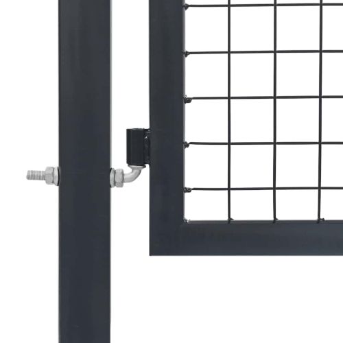 Градинска порта със стълбове от стомана 350x100 см, антрацит