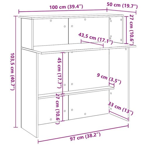 Рецепционно бюро черно 100x50x103,5 cm Инженерна дървесина