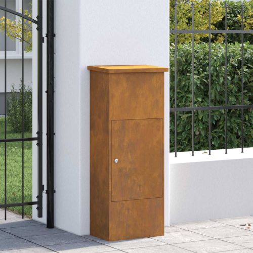 Пощенска кутия за пратки с врата Ръждясало 44,5 x 29 x 110,5 см