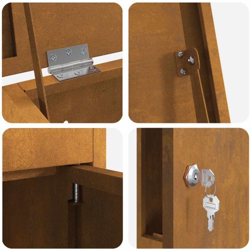 Пощенска кутия за пратки с врата Ръждясало 44,5 x 29 x 110,5 см