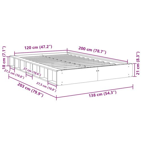Рамка за легло без матрак 120x200 cm Дъб от масивна дървесина