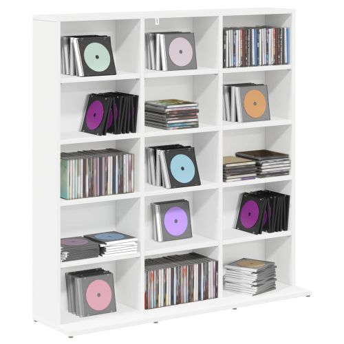Кабинет за CD Бяло 96 x 23,5 x 97,5 см Инженерна дървесина