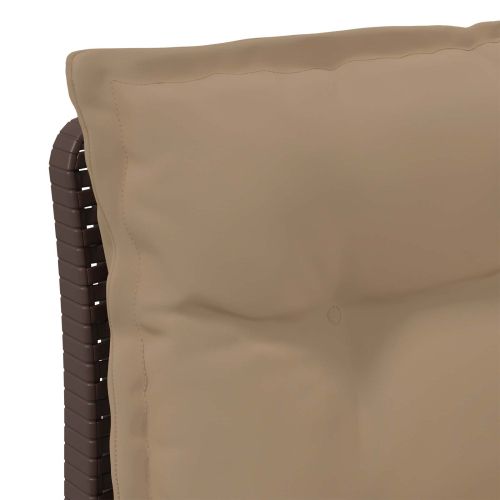 Пейка за градина с Cushions във вид на ратан 3-местен ПП Кафяво