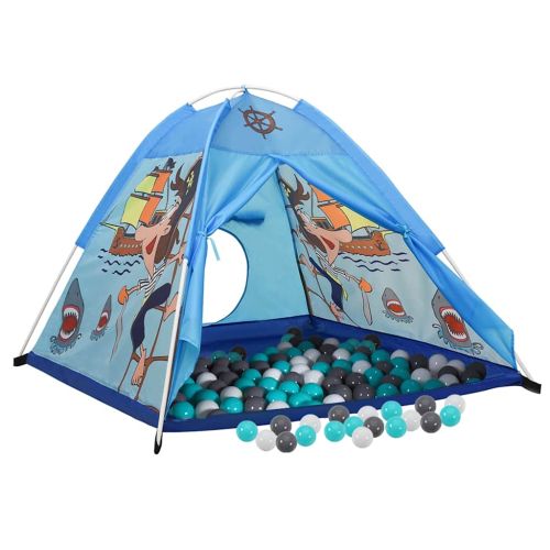 Детска палатка за игра с 250 топки, синя, 120x120x90 см