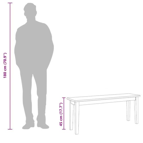 Пейка 110 cm Бяла масивна дървесина Гума