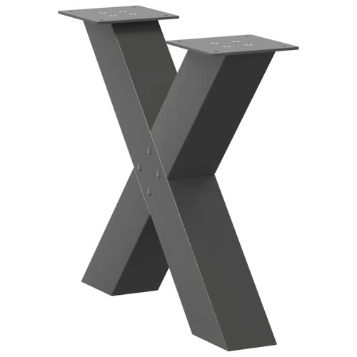 Крака за масичка за кафе, X-образни, 2 бр., антрацит, 50 x (42-43) см, стомана