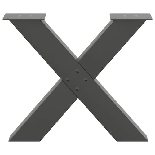 Крака за масичка за кафе, X-образни, 2 бр., антрацит, 50 x (42-43) см, стомана