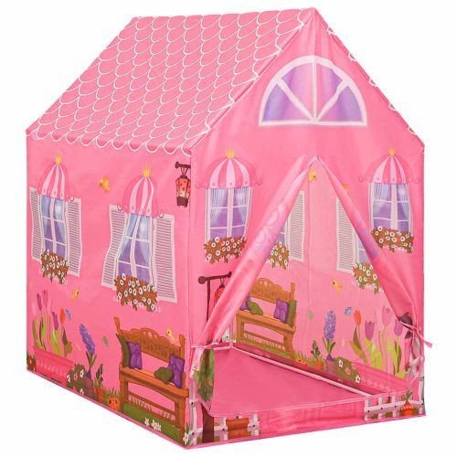 Детска палатка за игра с 250 топки розова 69x94x104 см