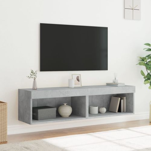 ТВ шкафове с LED осветление 2 бр бетонно сиви 60x30x30 см