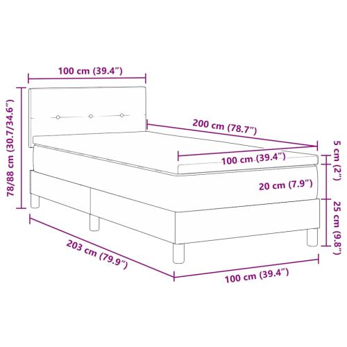 Легло с пружинирана основа Светлосиво 100 x 200 cm Кадифе