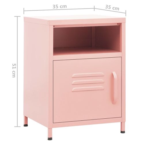 Нощни шкафчета, 2 бр, розови, 35х35х51 см, стомана