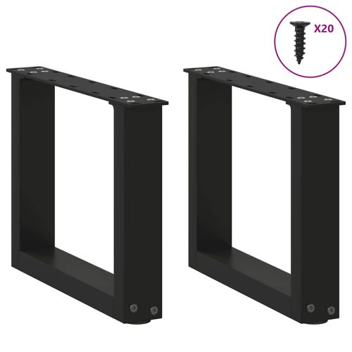 Крака за масичка за кафе, U-образни, 2 бр., черни, 40 x (30-31) см, стомана