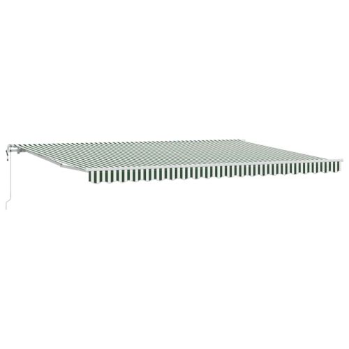 Прибираща се тента Зелен и бял 500 × 350 cm Тъкан и алуминий