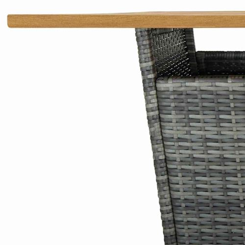 Градински бар комплект с възглавници, 5 части, полиратан, сив