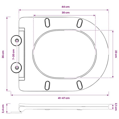 Тоалетна седалка Черно 47 x 36 x 3,4 см Дуропласт
