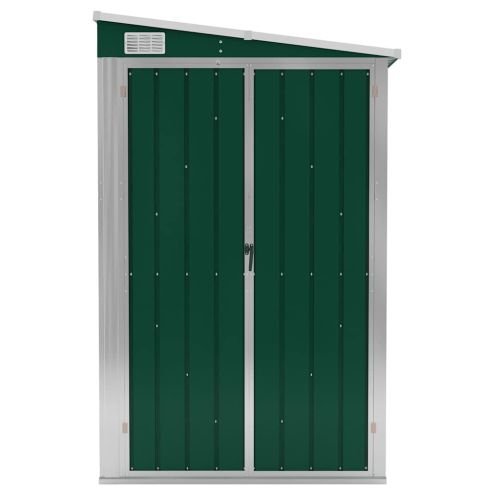 Градинска барака за стенен монтаж зелена 118x100x178 см стомана