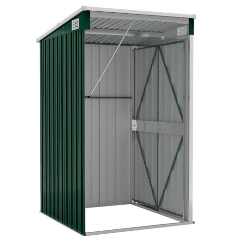 Градинска барака за стенен монтаж зелена 118x100x178 см стомана