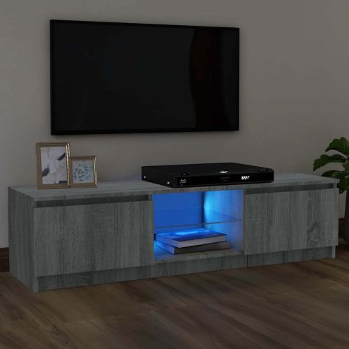 ТВ шкаф с LED осветление, сив сонома, 120x30x36 см