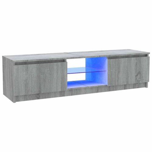 ТВ шкаф с LED осветление, сив сонома, 120x30x36 см