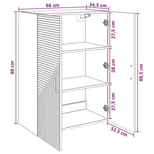 Стенно шкафче Сив Сонома 66 x 34,5 x 90 см Инженерна дървесина