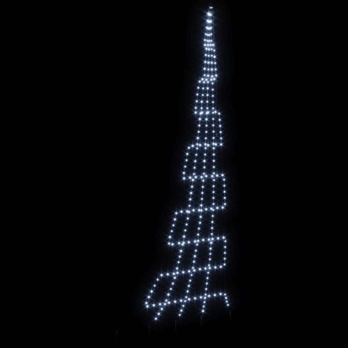 LED коледна елха с колчета за земя Хладно бяло 511 см Метал