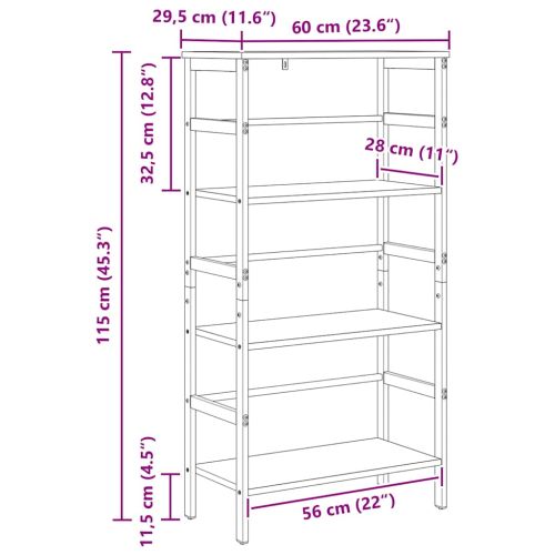 Рафт за книги 3 нива 60 х 29,5 х 115 см Инженерна дървесина