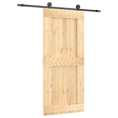 Преплъзваща се врата Естествено и черно 90 x 210 cm