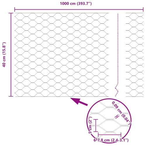 Шестоъгълна ограда 0,4 x 10 м ПВЦ Зелено