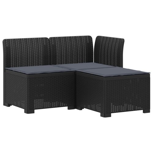 Пейка за градина с Cushions във вид на ратан 3-местен ПП