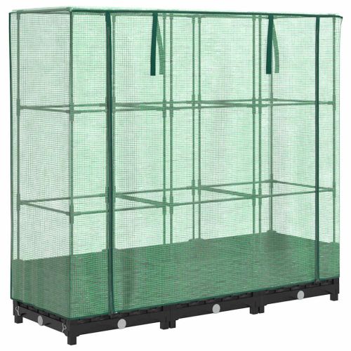 Повдигнато легло с покривало за оранжерия, ратанова имитация, 120x40x123 см