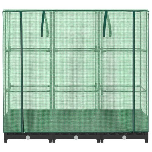 Повдигнато легло с покривало за оранжерия, ратанова имитация, 120x40x123 см