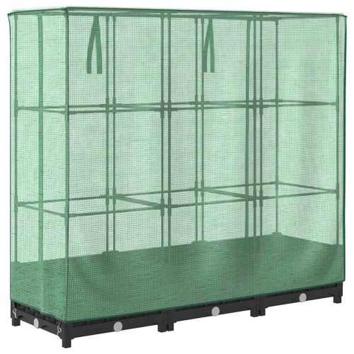 Повдигнато легло с покривало за оранжерия, ратанова имитация, 120x40x123 см