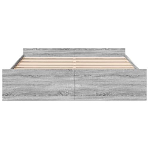 Рамка за легло с чекмедже сив сонома 100x200 см инженерно дърво