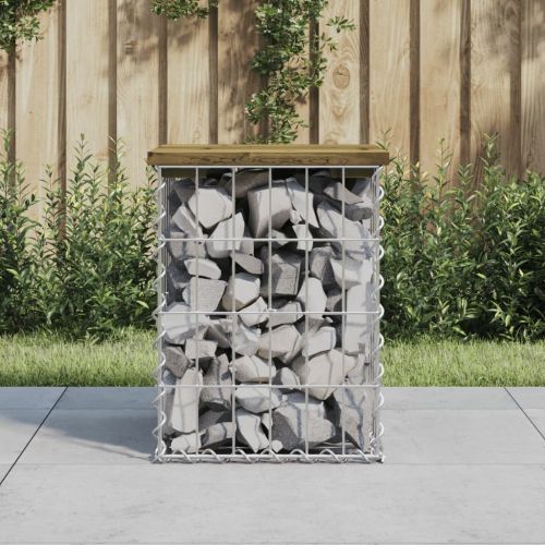 Градинска пейка габионен дизайн 33x31x42 см импрегниран бор
