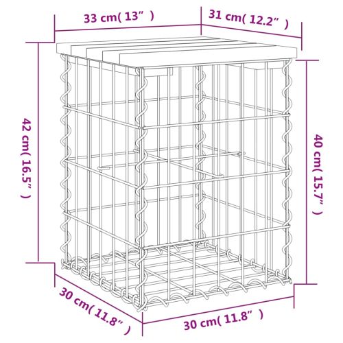 Градинска пейка габионен дизайн 33x31x42 см импрегниран бор