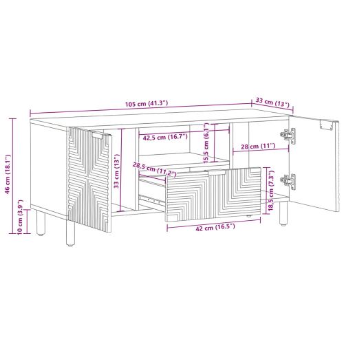 ТВ шкаф Solid Acacia Wood 105 x 33,5 x 46 см