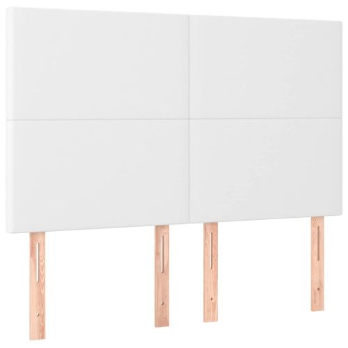 Табла за легло, бяла, 144x5x118/128 см, изкуствена кожа