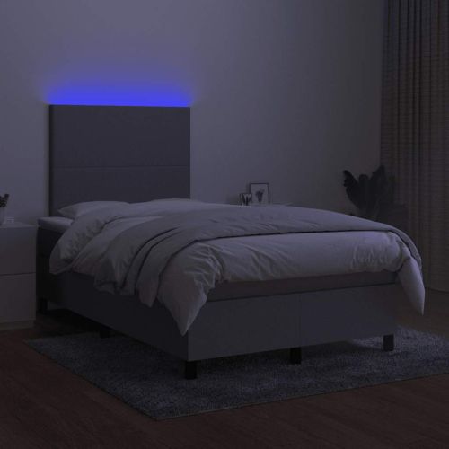 Боксспринг легло с матрак и LED, светлосиво, 120x190 см, плат