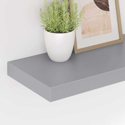 Окачени стенни рафтове, 2 бр, сиви, 60x23,5x3,8 см, МДФ