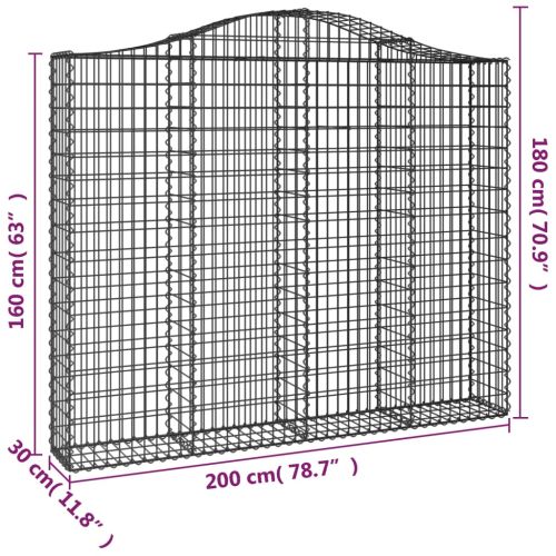 Габионни кошници арка 4 бр 200x30x160/180 см поцинковано желязо