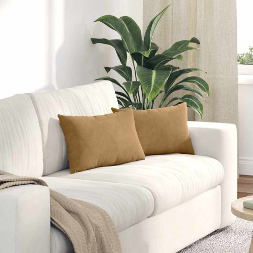 Диван възглавници 2 pcs Кафяво 50 x 30 cm Кордюрова тъкан
