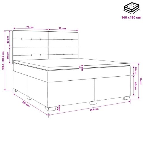 Континентално легло с матрак Таупе 140 x 190 cm Текстил