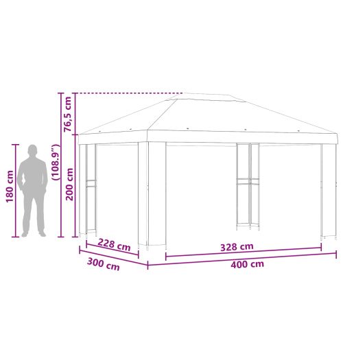 Шатра 4 × 3 m Оранжево Полиестер и стомана 190 gsm
