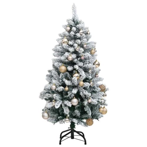 Изкуствена коледна елха с шарнири, 150 LED и топки, 150 см
