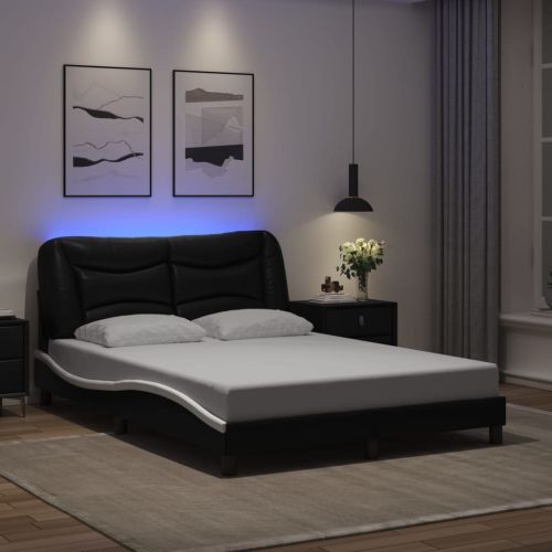 Рамка за легло с LED без матрак Hvar черно и бяло 120x200см