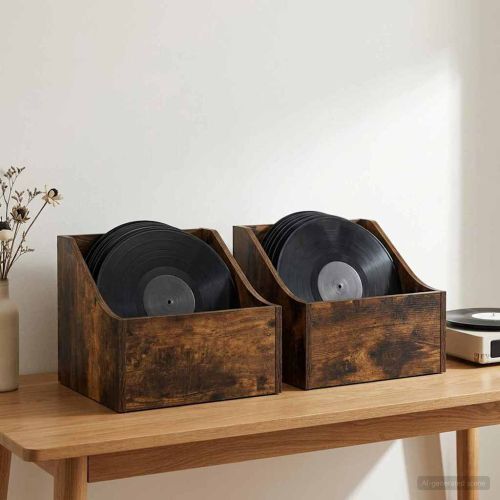 Кутия за LP записи 2 бр. Опушен дъб 37 x 33 x 32 см